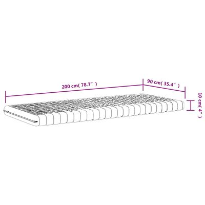 vidaXL Madrac od pjene bijeli 90 x 200 cm 7 zona tvrdoća 20 ILD