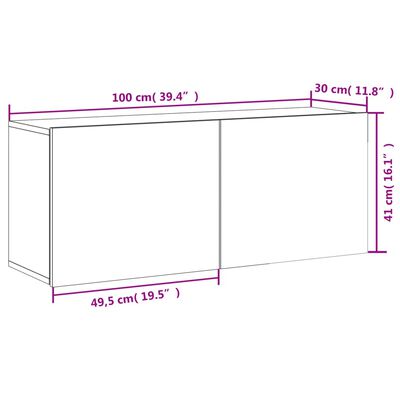 vidaXL Zidni TV ormarić boja sivog hrasta sonome 100x30x41 cm