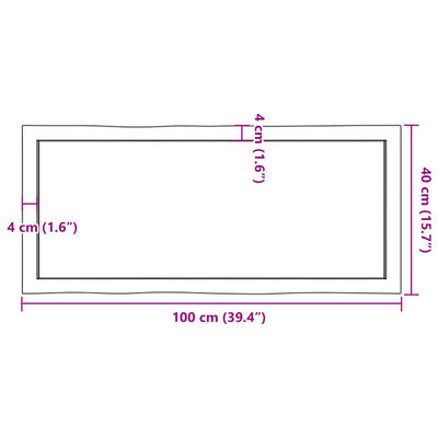 vidaXL Stolna ploča svjetlosmeđa 100x40x(2-6) cm obrađena hrastovina