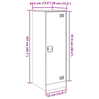 vidaXL Komoda maslinastozeleni 34,5 x 39 x 107 cm čelična