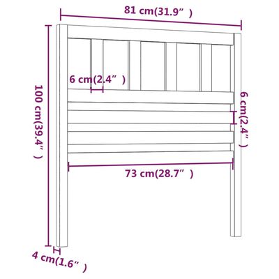 vidaXL Uzglavlje za krevet 81 x 4 x 100 cm od masivne borovine