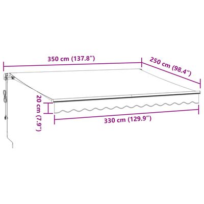 vidaXL Tenda na automatsko uvlačenje antracit i bijela 350x250 cm