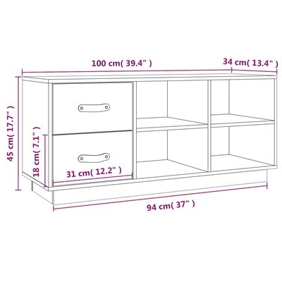 vidaXL Klupa za cipele bijela 100 x 34x 45 cm od masivne borovine