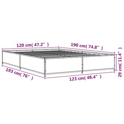 vidaXL Okvir za krevet boja hrasta 120x190cm konstruirano drvo i metal