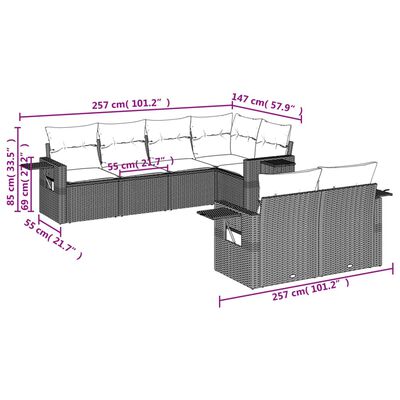 vidaXL 7-dijelni set vrtnih sofa sivi od poliratana