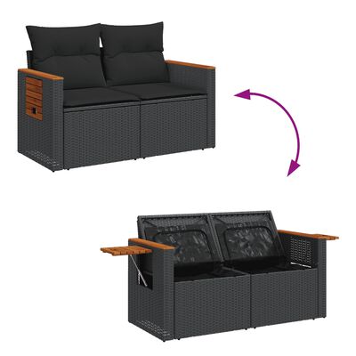 vidaXL 7-dijelni set vrtnih sofa od poliratana s jastucima crni