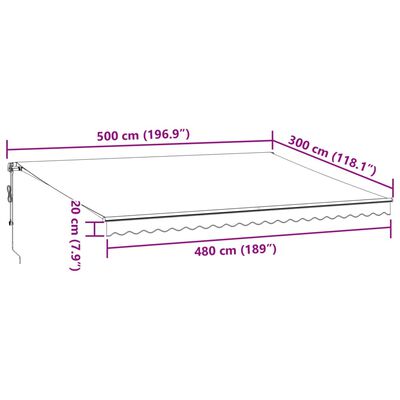 vidaXL Tenda na automatsko uvlačenje LED antracit i bijela 500x300 cm