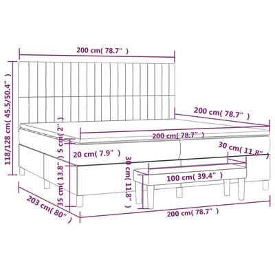 vidaXL Krevet s oprugama i madracem svjetlosivi 200x200 cm baršunasti