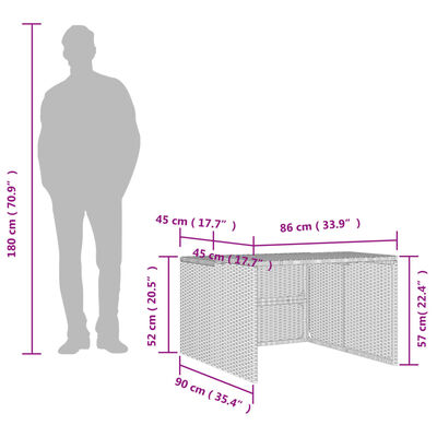 vidaXL Garaža za robotsku kosilicu siva 86x90x52/57 cm od poliratana