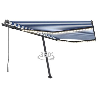 vidaXL Automatska tenda sa senzorom LED 400x300 cm plavo-bijela