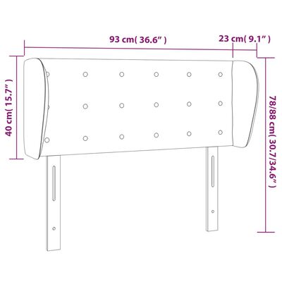 vidaXL Uzglavlje s ušima smeđe 93x23x78/88 cm od umjetne kože