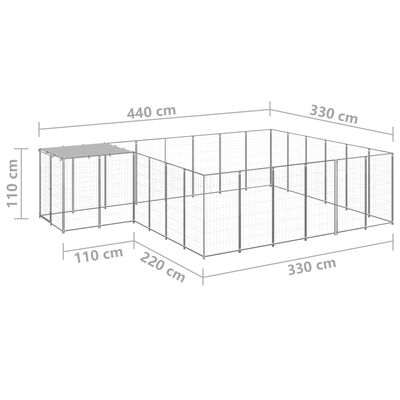 vidaXL Kavez za pse srebrni 12,1 m² čelični