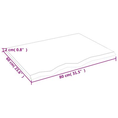 vidaXL Kupaonska radna ploča 80x60x2 cm netretirano masivno drvo