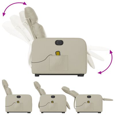 vidaXL Električni masažni naslonjač na podizanje od umjetne kože krem