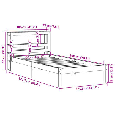 vidaXL Okvir kreveta bez madraca 100x200 cm konstruirano drvo