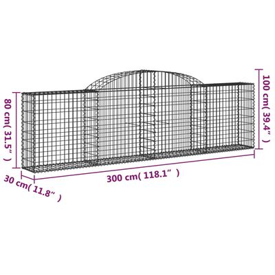 vidaXL Lučne gabionske košare 17 kom 300x30x80/100cm pocinčano željezo