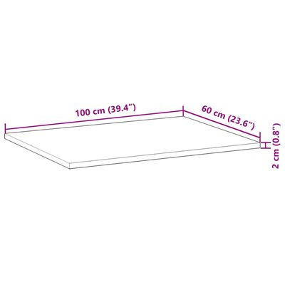 vidaXL Površina za umivaonik neobrađena 100x60x2 cm od drva bagrema