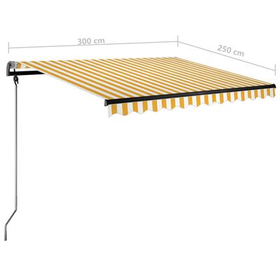 vidaXL Tenda na ručno uvlačenje s LED svjetlima 300x250 cm žuto-bijela