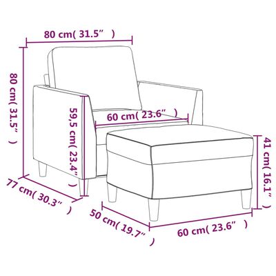 vidaXL Fotelja s tabureom 60 cm od umjetne kože