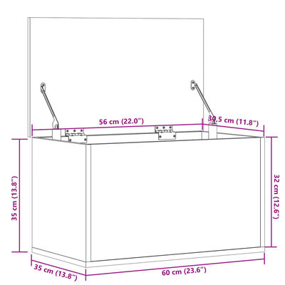 vidaXL Kutija za pohranu boja hrasta 60 x 35 x 35 cm konstruirano drvo