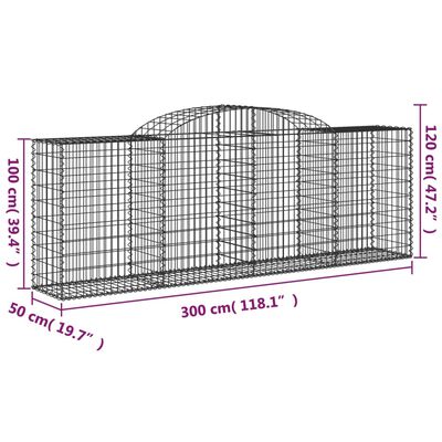 vidaXL Lučne gabionske košare 7 kom 300x50x100/120cm pocinčano željezo