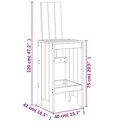 vidaXL Barski stolci 2 kom 40 x 42 x 120 cm od masivne borovine