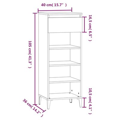 vidaXL Stalak za cipele boja hrasta 40x36x105 cm konstruirano drvo