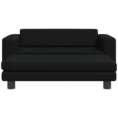 vidaXL Dječja sofa s tabureom crna 100 x 50 x 30 cm od umjetne kože