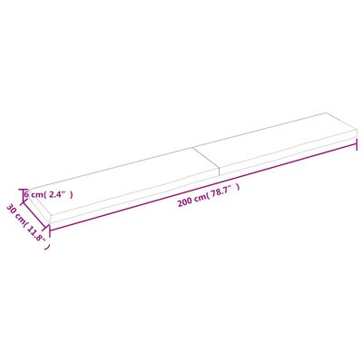 vidaXL Zidna polica 200x30x(2-6) cm neobrađena masivna hrastovina