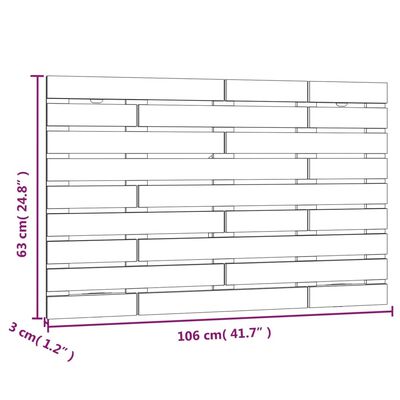 vidaXL Zidno uzglavlje 106 x 3 x 63 cm od masivne borovine