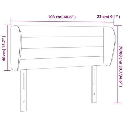 vidaXL Uzglavlje s ušima plavo 103x23x78/88 cm od tkanine