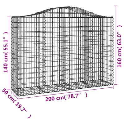 vidaXL Lučne gabionske košare 11kom 200x50x140/160cm pocinčano željezo