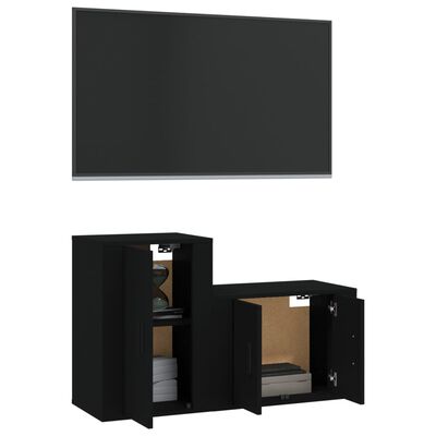 vidaXL 2-dijelni set TV ormarića crni od konstruiranog drva
