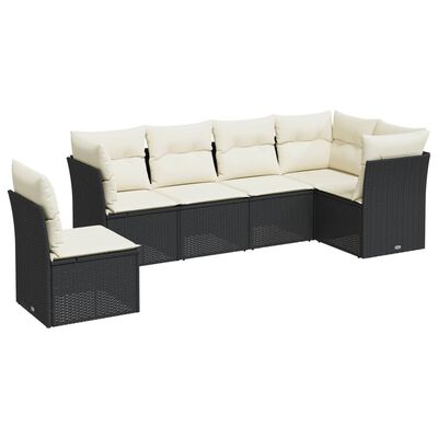 vidaXL 6-dijelni set vrtnih sofa s jastucima crni od poliratana