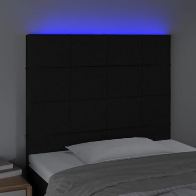 vidaXL LED uzglavlje crno 90x5x118/128 cm od tkanine