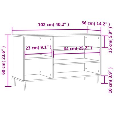 vidaXL Ormarić za cipele sjajni bijeli 102x36x60 cm konstruirano drvo