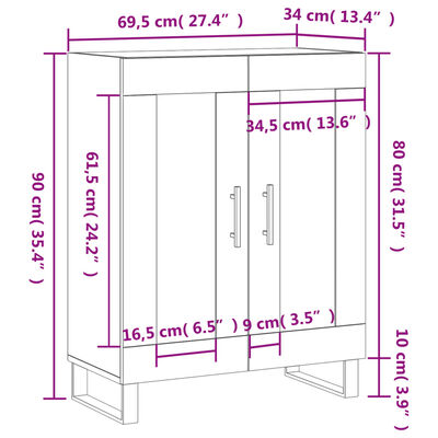 vidaXL Komoda boja hrasta sonome 69,5 x 34 x 90 cm konstruirano drvo