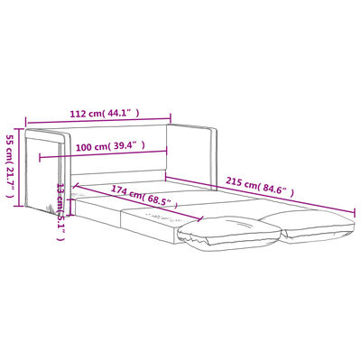 vidaXL Podni kauč na razvlačenje 2-u-1 svjetlosivi 112x174x55cm baršun