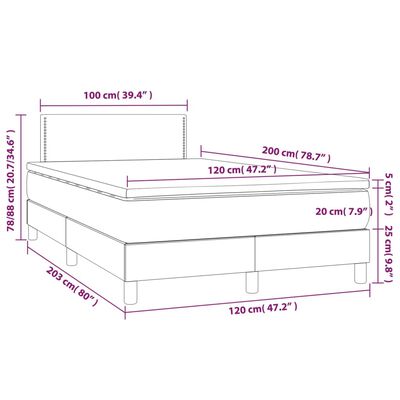 vidaXL Krevet box spring s madracem LED crni 120x200cm od umjetne kože