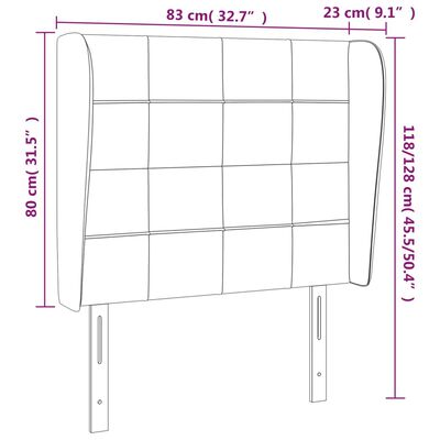 vidaXL Uzglavlje s ušima krem 83 x 23 x 118/128 cm od tkanine