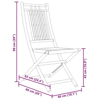 vidaXL Sklopive vrtne stolice 4 kom 46 x 66 x 99 cm od bambusa