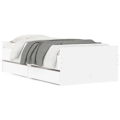 vidaXL Okvir kreveta s ladicama bijeli 90 x 200 cm