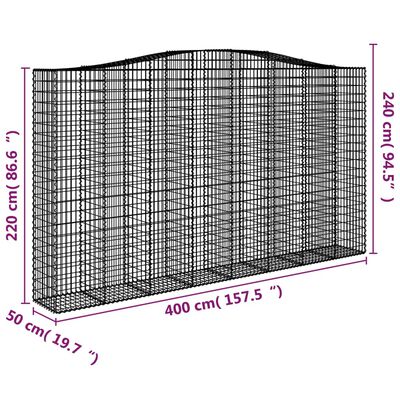 vidaXL Lučne gabionske košare 6 kom 400x50x220/240cm pocinčano željezo