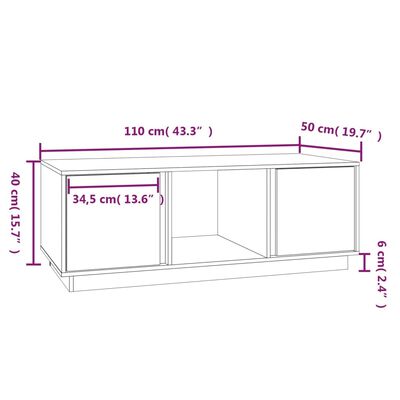 vidaXL Stolić za kavu bijeli 110x50x40 cm od masivne borovine