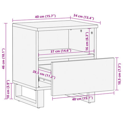 vidaXL Noćni ormarići 2 kom 40 x 34 x 46 cm od masivnog drva manga