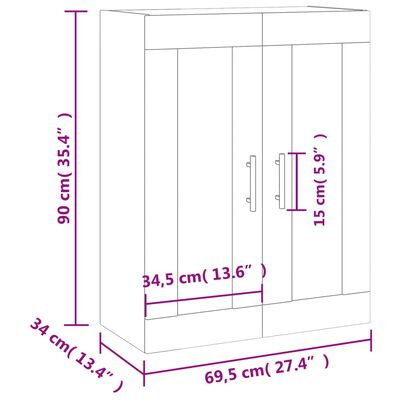 vidaXL Zidni ormarić boja dimljenog hrasta 69,5 x 34 x 90 cm