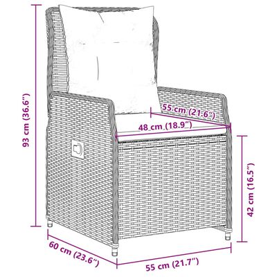 vidaXL 3-dijelni bistro set od poliratana s jastucima sivi