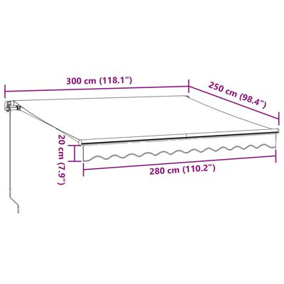 vidaXL Tenda na ručno uvlačenje smeđa 300 x 250 cm