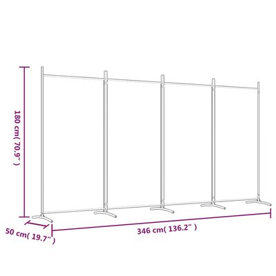 vidaXL Sobna pregrada s 4 panela crna 346x180 cm od tkanine