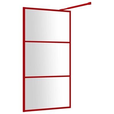 vidaXL Stijenka za walk-in tuš sa staklom ESG crvena 115 x 195 cm